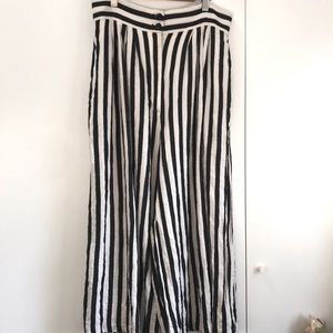 H&M Striped Wide Leg Flowy Trousers Womens Pants